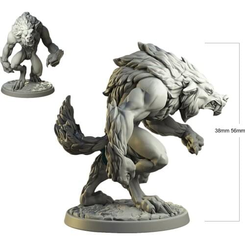 38mm 56mm Resin Model Werewolf Wolf Warrior Figure Unpainted No Color DW-017