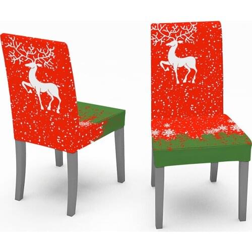 4Pcs Family Christmas Chair Cover Elastic Removable Seat Cover Stretch Seat Case High Back Slipcovers Home Banquet Decoration