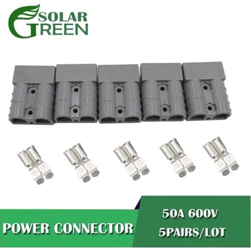 5SET/LOT 50AMP 600V SH50 Power Connector Plug Contacts Black Color Two Pole Double pole Solar Caravan Boats pole battery