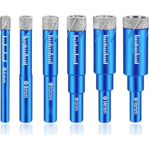6-16mm Durable Diamond Coated Core Drill Bit Dry Drilling Brazed Diamond For Glass Marble Granite Quartz Porcelain Ceramics