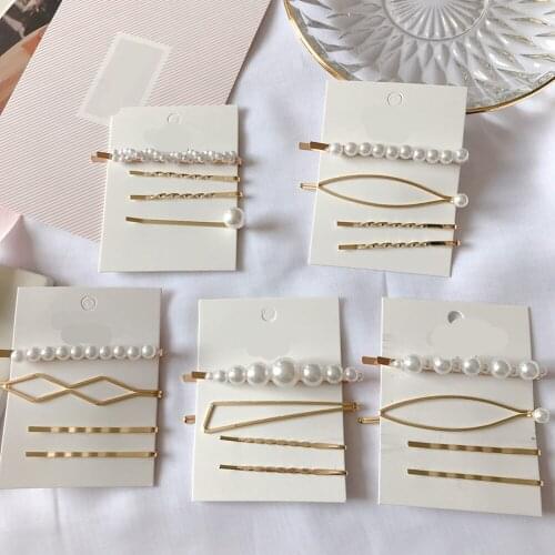 2019 Hair Accessories Simple Bow Hairpin Love Pearl Side Clip Word Set Head Jewelry Gift For Women