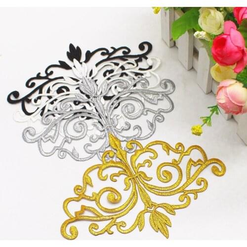 Iron On Appliques Gold Embroidered Patches Budges Appliqued Cosplay Tims 16cm*12cm
