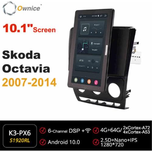 10.1"Auto Rotatable 1280*720 Ownice Android 10.0 Car Multimedia forSkoda Octavia Car Auto Radio 1din Audio Video System Unit
