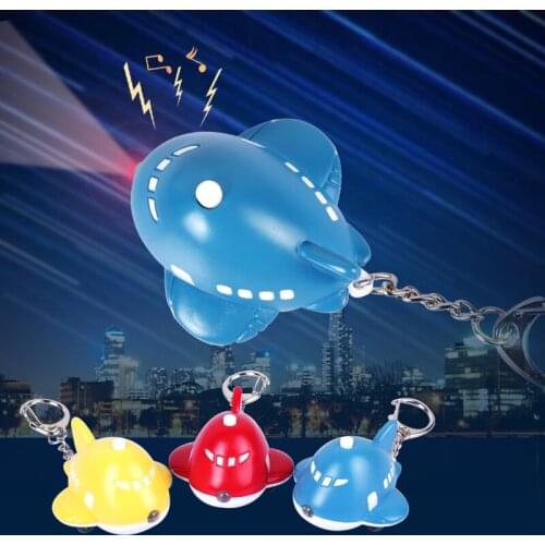 FREE SHIPPPING BY DHL 200pcs/lot 2015 New 3D Plastic LED Plane Keychains with Sound Flashlight Airplane Keyrings for Promotion