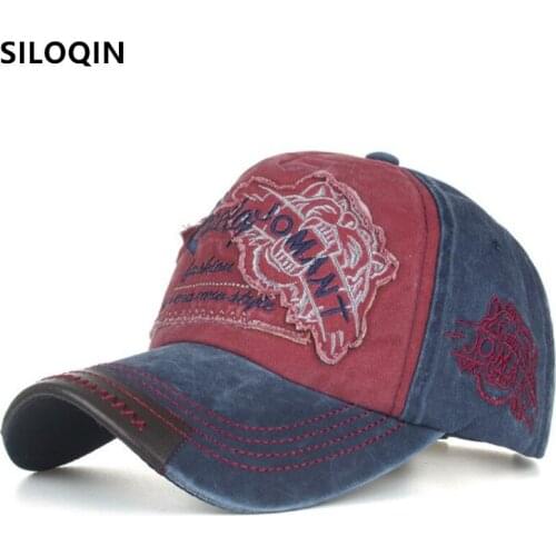 SILOQIN Men Women Washed Cotton Patch Baseball Caps Adjustable Size NEW Bone Ponytail Distressed Retro Sports Cap Snapback Cap