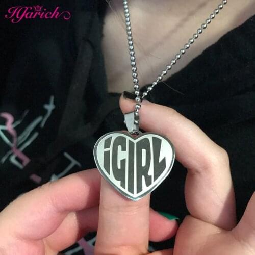 IGIRL Jewelry Fashion Igirl Letter Heart Necklaces for Women Stainless Steel Strand Chain Necklace Cool Girls Gift Punk collier