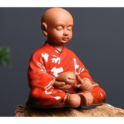 Tea-Ornaments Zen Handmade Little-Monk Tea-Tray Clay Teaset Tea Pet Sand-Home-Decorations