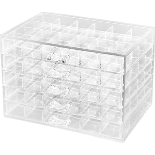 Nail Art Decoration Organizer Drawer 120 Lattice Clear Accessory Storage Box Case transparent Display Rack fingernail jewelry