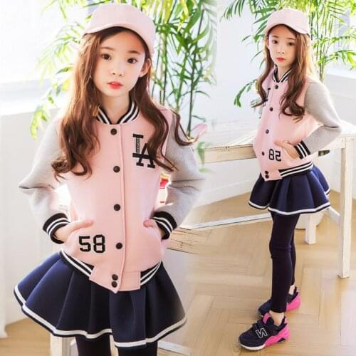 Spring and Autumn Baby Girls Baseball Jackets Coats Letters Embroidery Fashion Children Outwear Coat Kids Girls Casual Jacket