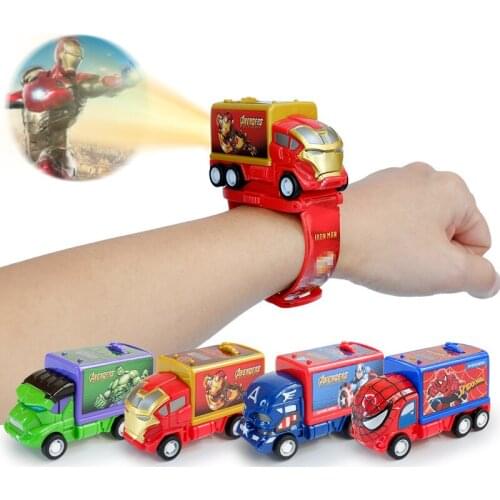 Spiderman iron Man Hulk Marvel Childrens 3D projection watch Car styling LED Electronics Childrens toy watch Boy toy watch