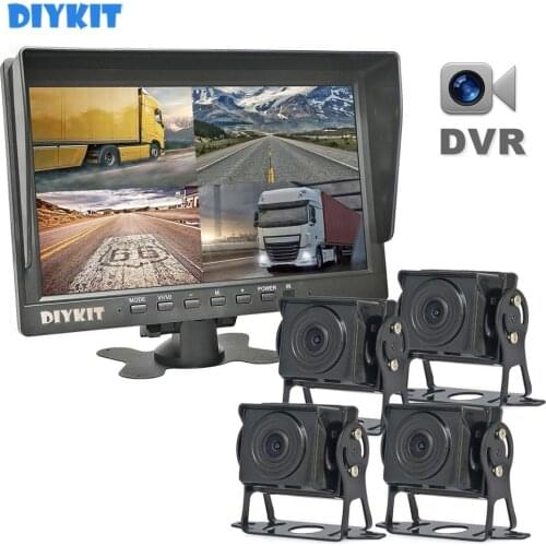 DIYKIT AHD 10.1" 4 Split QUAD IPS HD Backup Monitor 2000000 Pixels AHD Rear View Car Camera Waterproof with Video Recording