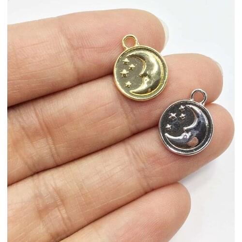 Eruifa 20pcs 12mm Moon Gold/Silver Plated Bee Zinc Alloy Charms Pendant Jewelry DIY Necklace Bracelet Earrings 2 Colors