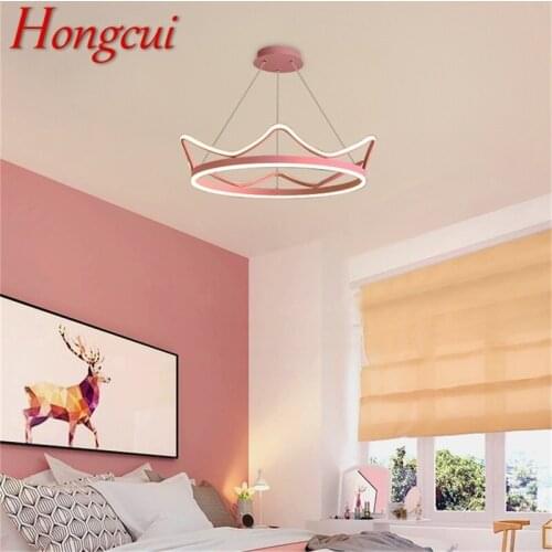 Hongcui Nordic Pendant Lights Pink Crown Modern Luxury LED Lamp Fixture For Home Decoration