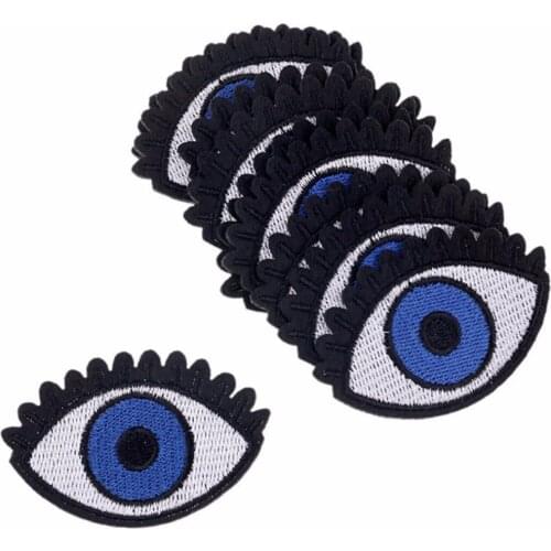 JX-LCLYL 10pcs New Blue Eyes Embroidery Iron On Patch Badge Bag Cloth Applique Decoration