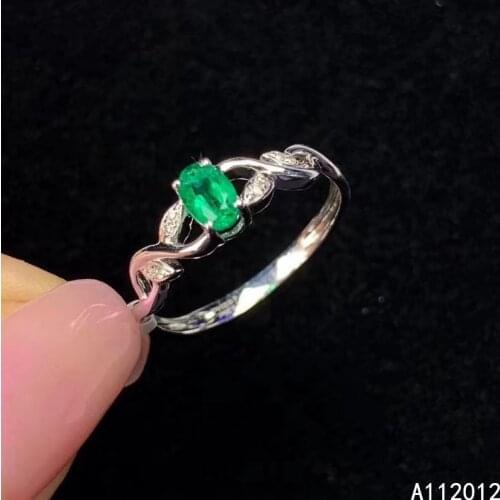 KJJEAXCMY fine jewelry S925 sterling silver inlaid natural Emerald girl classic adjustable ring support test Chinese style