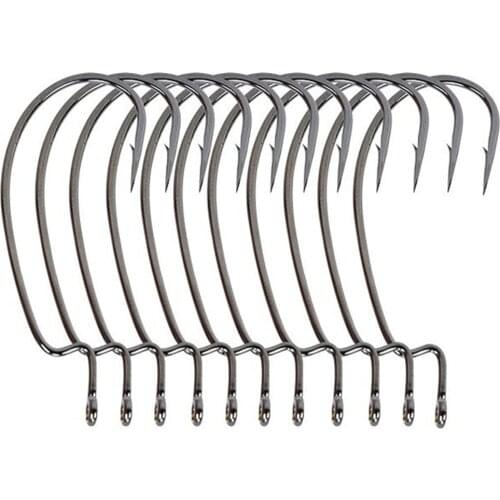10pcs High Carbon Steel Fishing Hooks 1/0# 2/0# 3/0# 4/0# 5/0# Crank Hook For Soft Worm Bait Crankbait Fishing Accessories