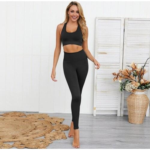 Hot Sale Yoga Set Custom Ladies Seamless Bra Suit High Waisted Leggings