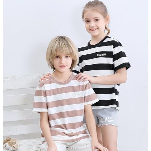 Fashion Clothes For Kids Big Boys Girls Children T-shirts Striped Tees Breathable Tops Summer Cotton Modal Tee Casual Sports Hot