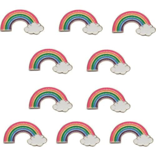 10pcs Cartoon Fashion Rainbow Brooches Golden Enamel Pins Gay Badges Backpack Gifts For Friends Jewelry For Women