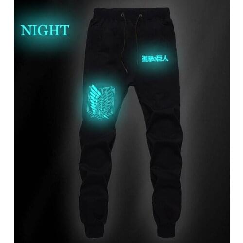 Fashion Casual Hot-Selling Attack on Titan Luminous Pants Casual Sweat Breathable Cotton Straight Pants Fitness Casual Trousers