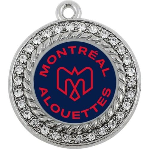 Montreal Alouettes team charm antique silver plated crystal jewelry