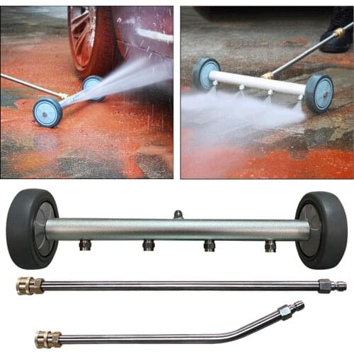 15inch Pressure Washer Attchment Undercarriage Cleaner with 4 Nozzles and Extension Wands for Under Car Cleaning