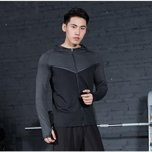 Mens Hoodie Running Jackets Zipper Outdoors Sportswear Long Sleeve Cycling Training Tights Man Gym Bodybuilding Shirts