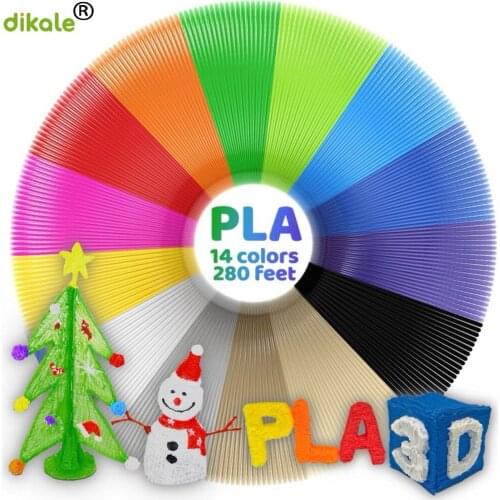 Dikale 14 Colorsx6.1m 3D Pen Filament Refills PLA Compatible with 1.75mm 3D Pens Total 85 meter 4 Fluo Colors