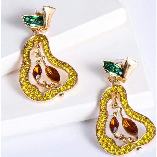 New Fashion Gourd Metal Crystal Earrings Rhinestone Jewelry Accessories For Women High Quality Wedding Party Long Drop Dangle