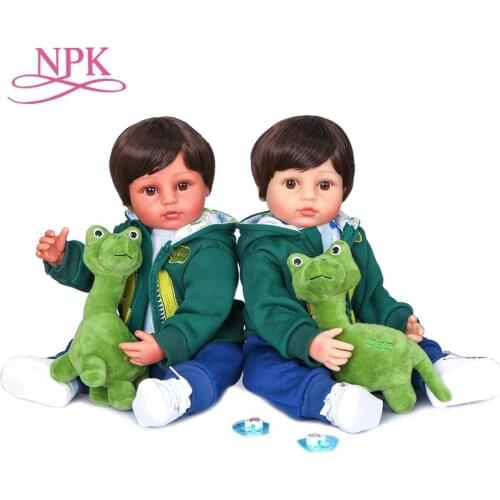 NPK 55cm soft silicone vinyl doll gift doll two skin colors baby boy newborn flexible babydoll
