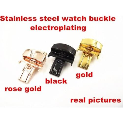 Wholesale 20PCS/lot 16MM 18MM 20MM 22MM electroplating Stainless steel watch buckle for watch strap gold ,black ,rose gold color
