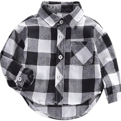 Autumn Warm Casual Baby Boys Clothes Fashion Long Sleeve Plaid Boy Shirts Tops Blouse
