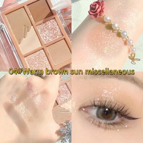 6 Colors Eyeshadow Pallete Shimmer Matte Glitter Long Lasting Waterproof Not Smudge Eye Pigment Shine Eye Shadow Makeup Cosmetic