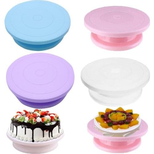 Cake Turntable Plastic Cake Plate Tools DIY Round Cake Stand Decorating Rotary Table Pastry Supplies Kitchen Baking Accessories