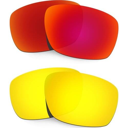 HKUCO Polarized Replacement Lenses For Tinfoil Carbon Sunglasses Red/Gold 2 Pairs