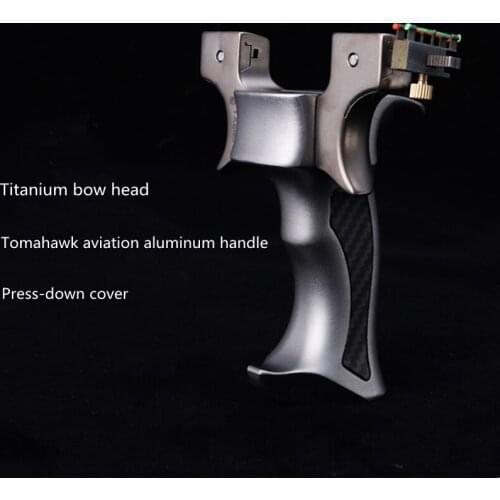 High-quality TC21 Titanium alloy Slingshot with Flat Rubber Bands Fast Pressing Design Slingshot for Outdoor Shooting
