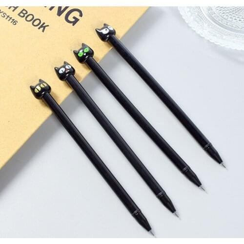 24 pcs Stationery Big Eye Cat Black Neutral Pen Cute Cartoon Black Cat Signature Pen Kawaii Stationery Wholesale