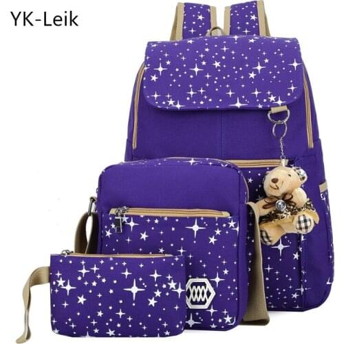 YK-Leik High Capacity Backpack With Bear School Bags For Teenagers Girls Backpacks Printing Cute School Bag mochila infantil
