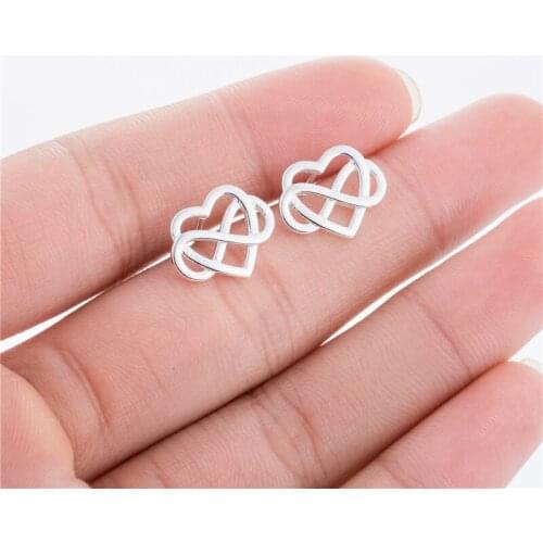 Sasusp Women Bohemian Fashion Jewelry 2021 Geometric Love Heart bow-knot Cube Knot Stud Earrings Party Christmas Gifts kolczyki