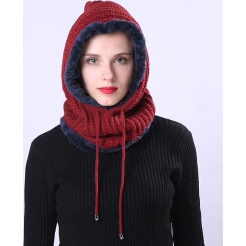 TJ-TianJun Winter Knitted Plush Warm Hat Outdoor Solid Color Striped Brimless Cycling Ear Cap Women Men Various Fashion Styles