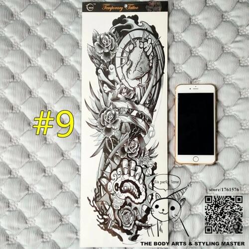SHNAPIGN "The Breaking Heart"Full Sleeve Arm Temporary Body Art,Flash Tattoo Sticker 48*17cm Waterproof Adult Sex Products Henna