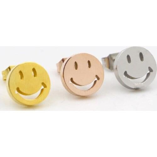Cute Smiley Face Facial Expression Bag Earrings Stylish U Simple All-Matching Girls' Earrings Anti Allergy Jewelry