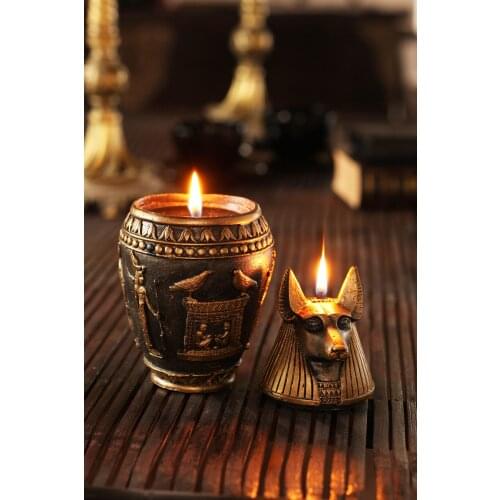 Candle, Anubis Decorative Sculpture Candle, Ancient Egyptian God, Special Design, Gift, home Garden Bathroom Decoration, Cotton Wick, Hand-Painted