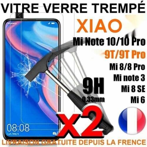For xiaomi mI 9T/9 Lite/A3/8/9/SE/5X Note 10 Vitre Verre Trempé Protection Lot/2