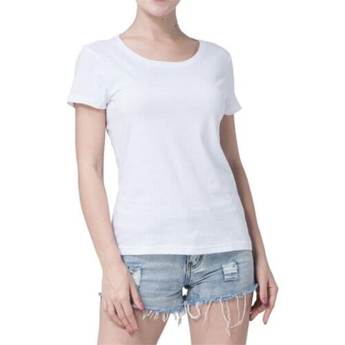 Women High Quality 170G Cotton Summer Short Sleeve T-shirt Ladies Jacket Found Collar Solid Color Basis Tops For Girls Wholesale