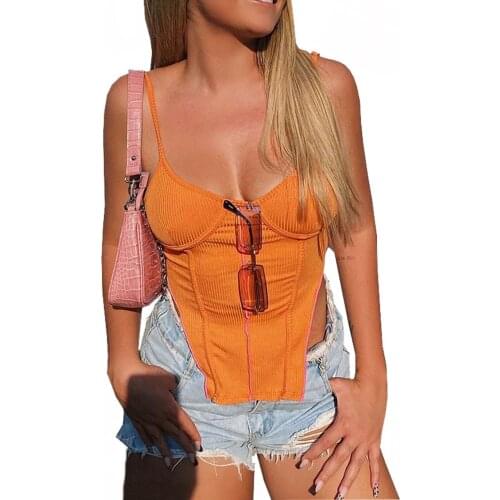 Womens Rib Knit Camisole Ladies Spaghetti Strap Solid Color Irregular Hem Patchwork Cami Tops Summer Fashion Sexy Clubwear Camis