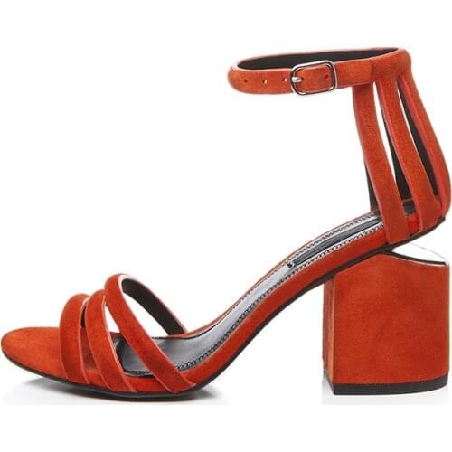 2019 summer new thick with womens shoes open toe orange fashion sandals casual shoes