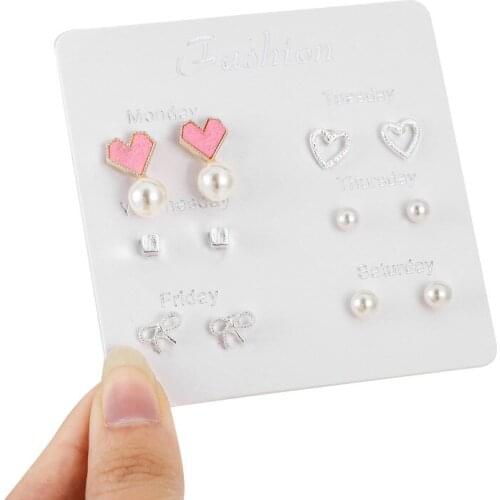 Fashion Statement Earrings for Womens Stars Heart Crytal Cute Earrings Set Female Fashion Jewelry