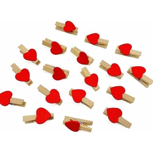 10Pcs/Pack Mini Heart Love Wooden Clothes Photo Paper Peg Pin Clothespin Craft Postcard Clips Home Wedding Decoration