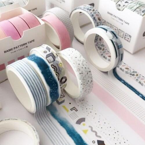 12 Types 5 Rolls/box Solid Color Washi Tape Set Decorative Masking Tape Cute Decoration Scrapbooking Adhesive StickerTape